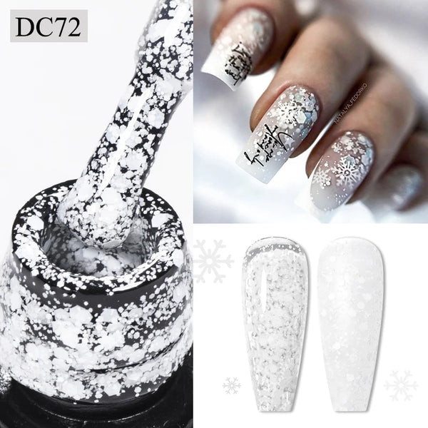 Nail Art Gel Polish 7ml Snowflake Glitter Soak Off UV LED Varnish for Stunning Manicure and DIY Designs with Eco-Friendly Formula