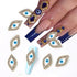 10pcs Devil's Blue Eye Nail Charms with Glitter Rhinestones for Stunning Nail Art Decoration and Manicure Accessories
