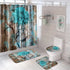4 Piece Doormat Shower Curtain Set with Non-Slip Rugs Toilet Seat Cover and Bath Carpet for Bathroom Decor