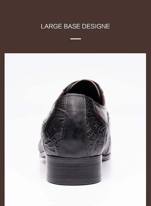 Handmade Men's Wedding Dress Brogue Shoes Genuine Leather Lace-Up Casual Fashion Footwear