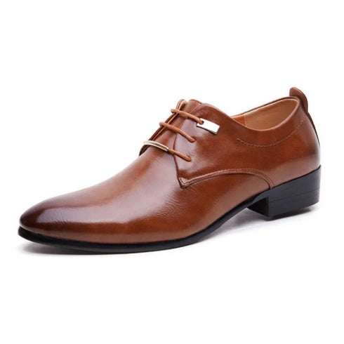 Elegant PU Patent Leather Oxfords for Men - Lace-Up Casual Business Dress Shoes for Office Work, Parties, and Weddings