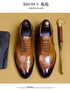 Genuine Cow Leather Brogue Oxford Shoes for Men Vintage Handmade Casual Flats