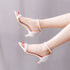 Elegant Beaded Open-Toe Sandals with Thin Heels for Weddings and Parties