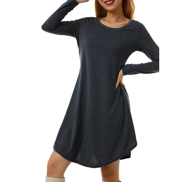 Women's Knee Length Dress Casual Elegant Chic Long Sleeves with Shipping Offer for Autumn Winter