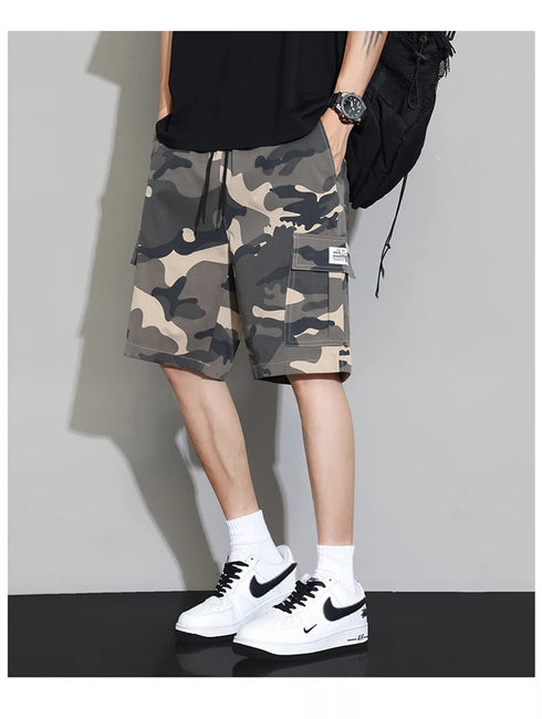 Summer Camouflage Cargo Shorts Men Pocket Casual Outdoor Pants