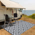 Outdoor Plastic Straw Rug Modern Geometric Waterproof Reversible Mat for Patio Porch Backyard Picnic