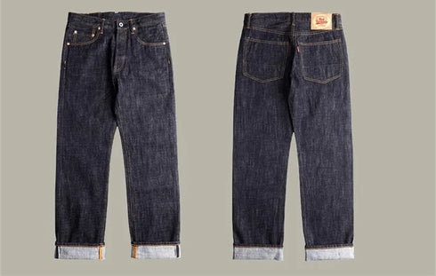 Slim Straight Button Fly Denim Jeans for Men - Heritage Style Selvedge Pants Perfect for Casual Wear and Stylish Medium Wash Jeans Outfit