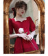 Elegant Red Midi Dress Women Summer Vintage Evening Party Dress Casual Fashion Formal Occasions One Piece Dress