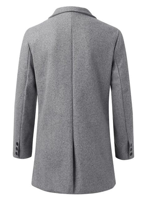 Trendy British Style Men's Long Sleeve Woolen Coat for Casual Autumn and Winter Wear