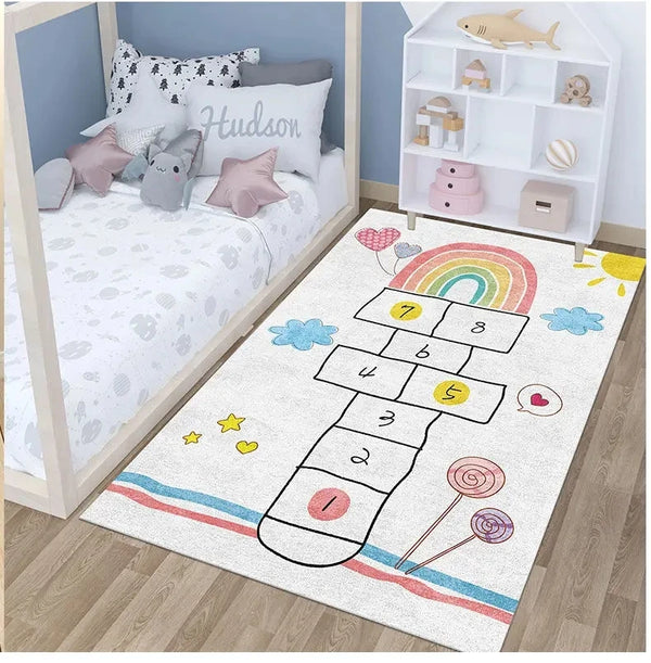Children's Play Hopscotch Carpet for Living Room Decor Large Area Rugs and Crawling Floor Mat