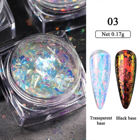Sparkly Chameleon Nail Glitter Flakes - Irregular Gradient Sequins Powder for Gel Polish Nail Manicure Decoration and DIY Charms