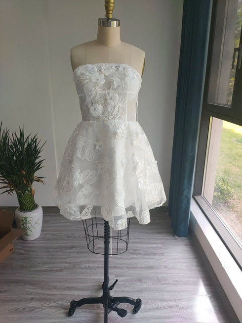 TSxuelian Mini Off Shoulder Prom Dresses Lace Embroidery Wedding Dress