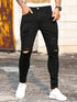 Trendy Men's Ripped Denim Pencil Pants for Casual Street Style