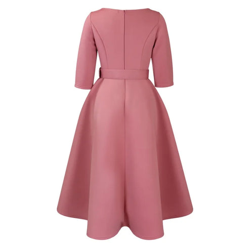 Elegant Women Party Dresses A Line with Waist Belt for Classy Office and Wedding Guests