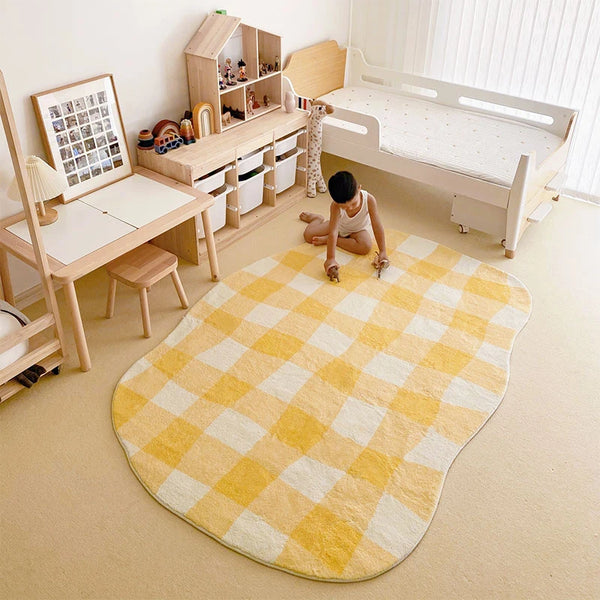 Plaid Minimalist Large Area Living Room Carpet Comfortable Soft Bedroom Rug Home Decoration