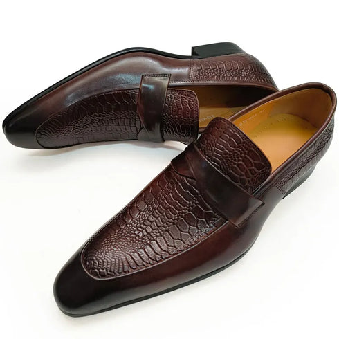 Stylish Handmade Genuine Leather Loafers for Men - Perfect for Business, Parties, and Casual Occasions - Breathable Slip-On Point Toe Design