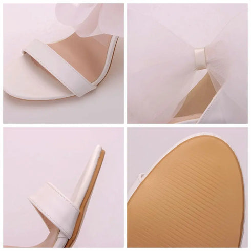 Elegant Women's Sandals with Pointed Toe and Butterfly Knot for Wedding and Office Wear