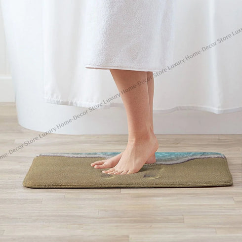 Beachy Welcome Non-Slip Mat - Indoor Outdoor Rug & Doormat