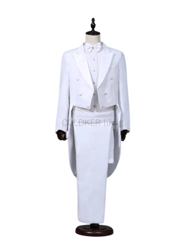 Men's Tuxedo Costume Vintage Formal Tailcoat Slim Fit Suit