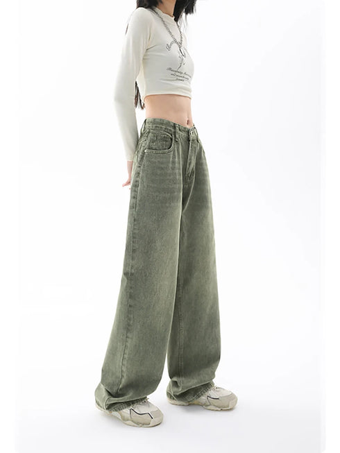 Chic High Waist Loose Straight Leg Women's Jeans for Effortless Streetwear Style - Ideal for Casual Y2K Fashion and Fall Outfit Inspiration