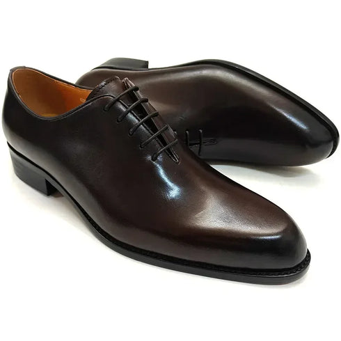 Men's Leather Casual Oxford Shoes Comfortable Lace-Up Business Footwear