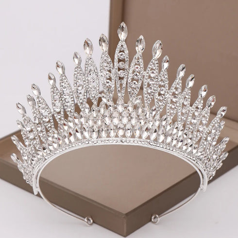Elegant Rhinestone Crystal Queen Crown Bridal Tiara for Women - Perfect Hair Accessory for Pageants and Weddings