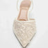 Mesh Embroidered Floral Slingback Heels Sandals For Women