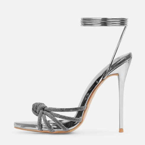Crystal Narrow Band Platform Heels For Women Sandals
