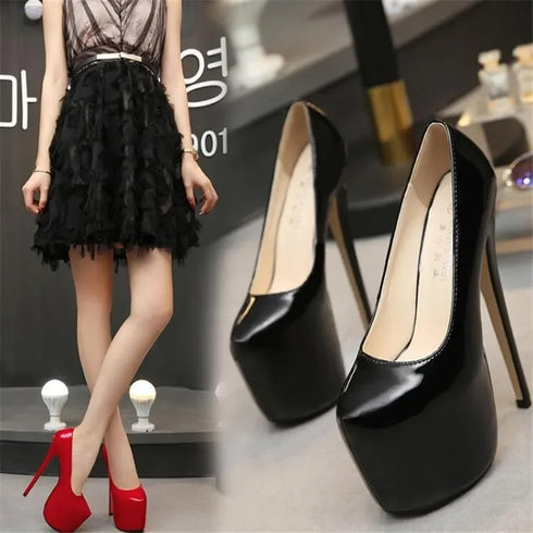 Elegant 18cm Super High Heels Pumps for Women - Chic Leather Wedding & Party Footwear