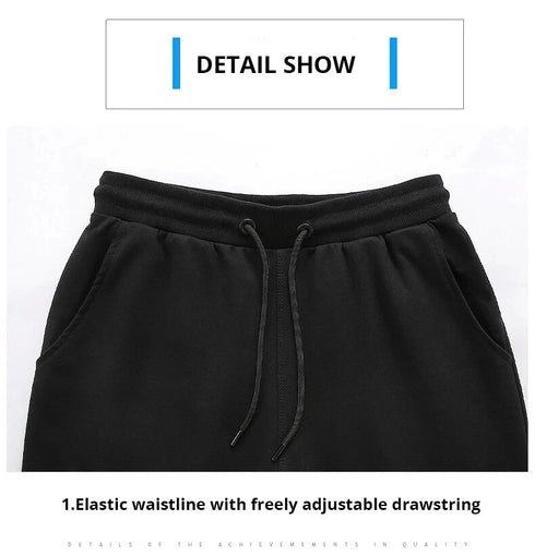 Summer Fashion Cotton Men Casual Shorts Drawstring Waist Comfortable Knee Length