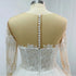 Customized Elegant Wedding Dress Illusion Neck Long Sleeves Lace Appliques Pearls Beads Bride Gowns
