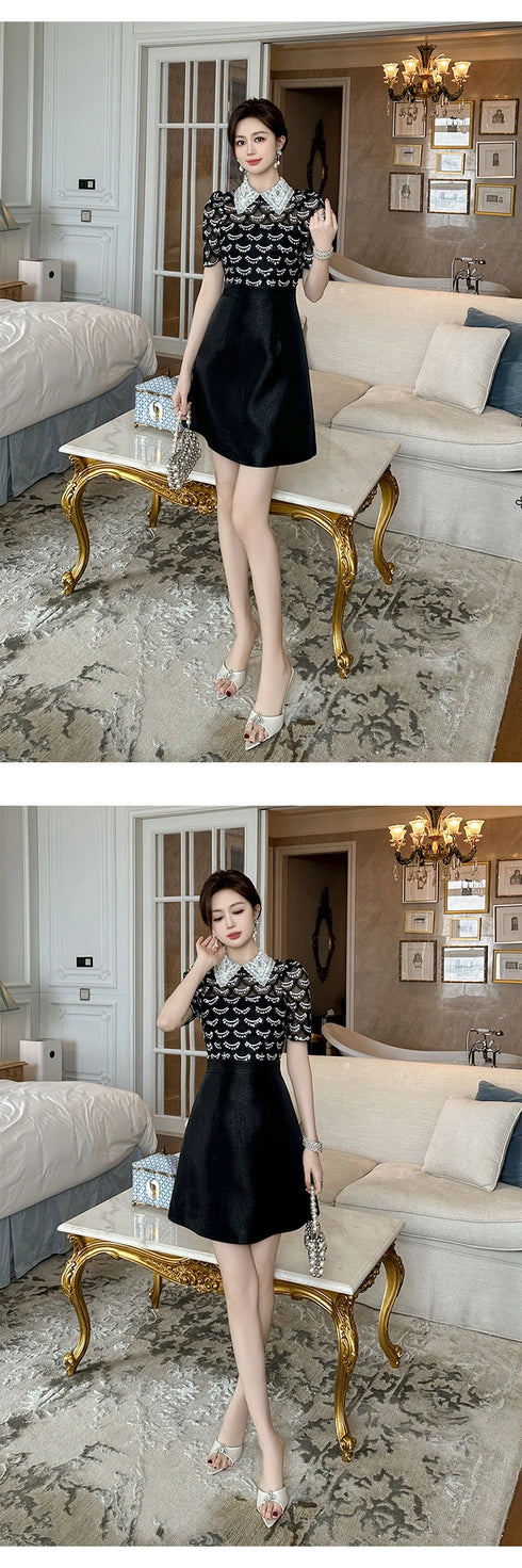Summer Sweet Black Formal Occasion Short Dress Women Clothes Elegant Luxury A-Line Mini Party Prom Dresses