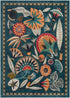 American Pastoral Style Flora Fauna Print Area Rug for Living Room and Bedroom Decor
