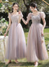 Bridesmaid Dress Floor Length Tulle Ruched Sweetheart Neckline Built In Bra Elegant Party Gown Wedding Dress