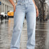 Baggy Jeans With Relaxed Straight Leg Silhouette Denim Pants For Women Casual Light Wash