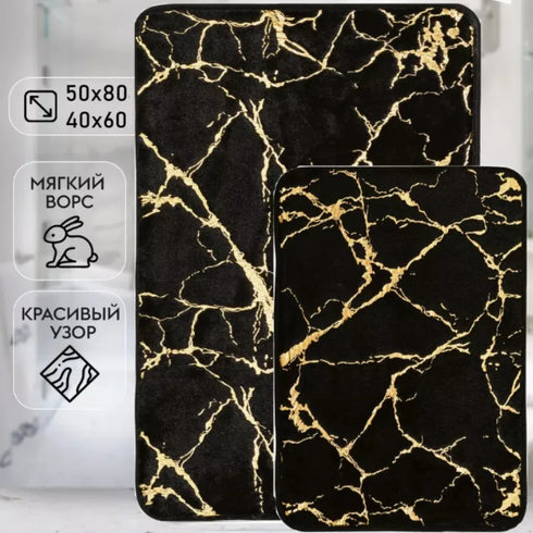 Marble Bathroom Rugs Nonslip Soft Rabbit Fur Bath Mats for Luxurious Bathroom Decor