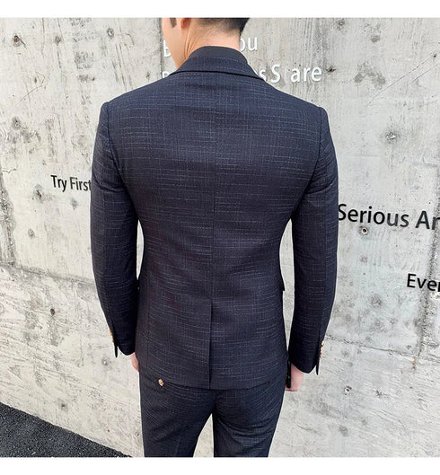 Slim Fit Men's Three Piece Suit with Vest and Trousers for Wedding