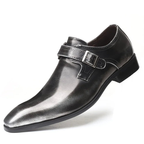 Men Pointed Toe Leather Shoes Slip On Low Heel Footwear
