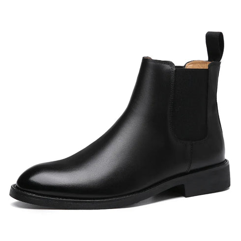 Classic Men's Retro Leather Chelsea Ankle Boots - Fashionable Short High-Top Shoes