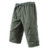Mens Crop Pants Casual Cargo Shorts with Zipper Pockets