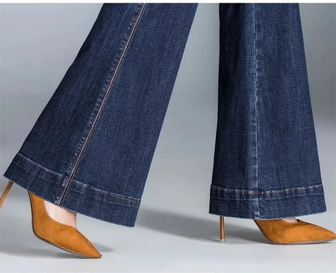 Autumn Winter Women’s Wide Leg Flare Jeans – High Waist Denim Trousers for Casual Fall Outfits and Styling Ideas