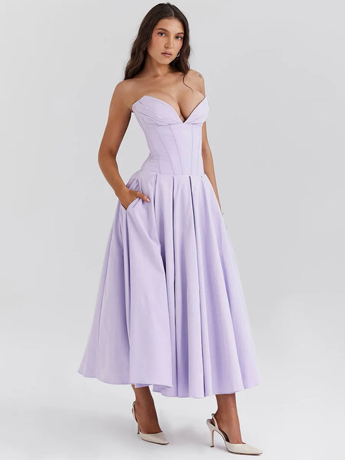 Mingmingxi Summer Strapless Bodycon Dresses Women Elegant Party Dresses