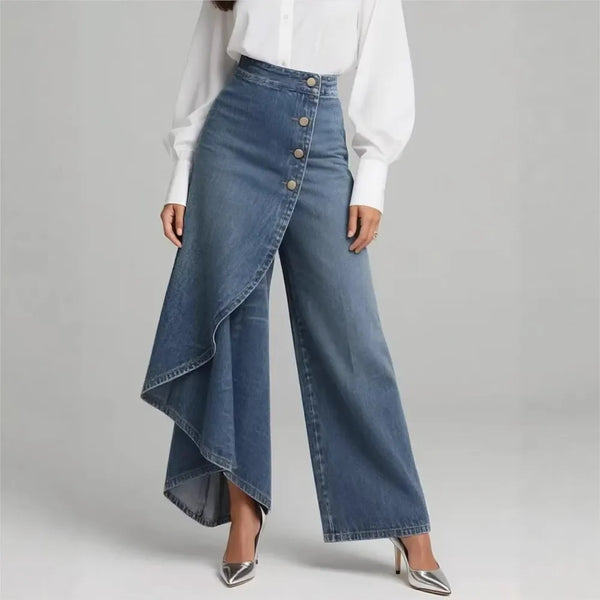 Casual Jeans Loose Pants For Women With Irregular Hem Trousers For Everyday Comfort