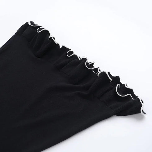 Knitted Ruffle Mini Dress for Women Elegant Bodycon Knit Sweater Dress for Autumn Winter