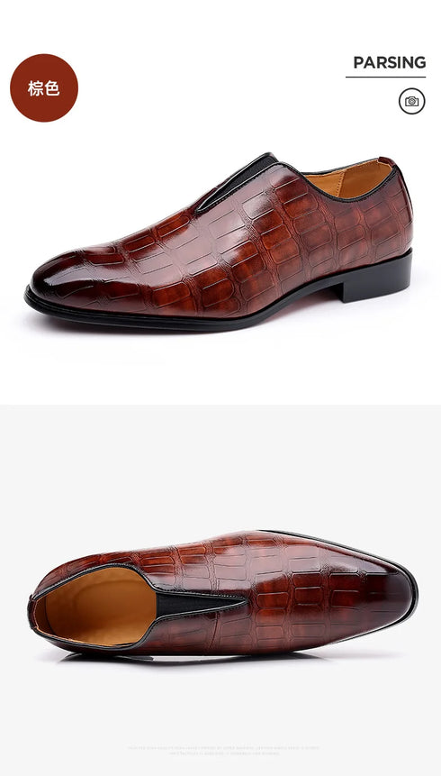 Comfortable Breathable Business Men's Loafers - Classic Low-Cut PU Leather Oxfords with Square Toe for Casual and Formal Occasions