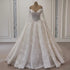 Ball Gown Lace Wedding Dress With Long Sleeves V Neck Corset Pearls Beading Appliques