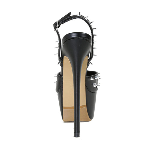 Sexy Peep Toe Platform Sandals Rivet Buckle Strappy Heels