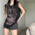 Gothic Punk Women's Distressed Sleeveless Tank Top - Stylish Y2K Streetwear for Summer with Unique Print Design