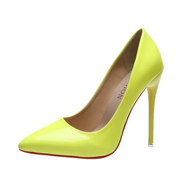 Elegant Super High Stiletto Heels Pumps for Women - Pointed Toe Floral Patent Leather Office Shoes