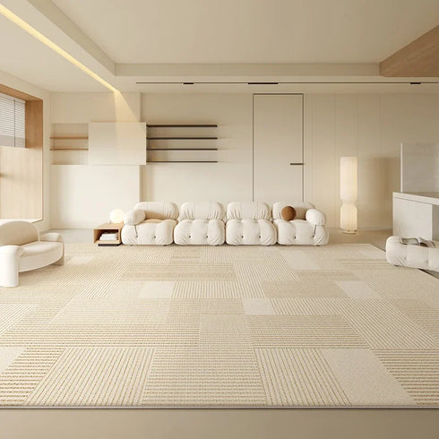 Geometric Cream Carpet Large Size Area Rug for Living Room Luxury Home Decoration Non-Slip Easy to Clean